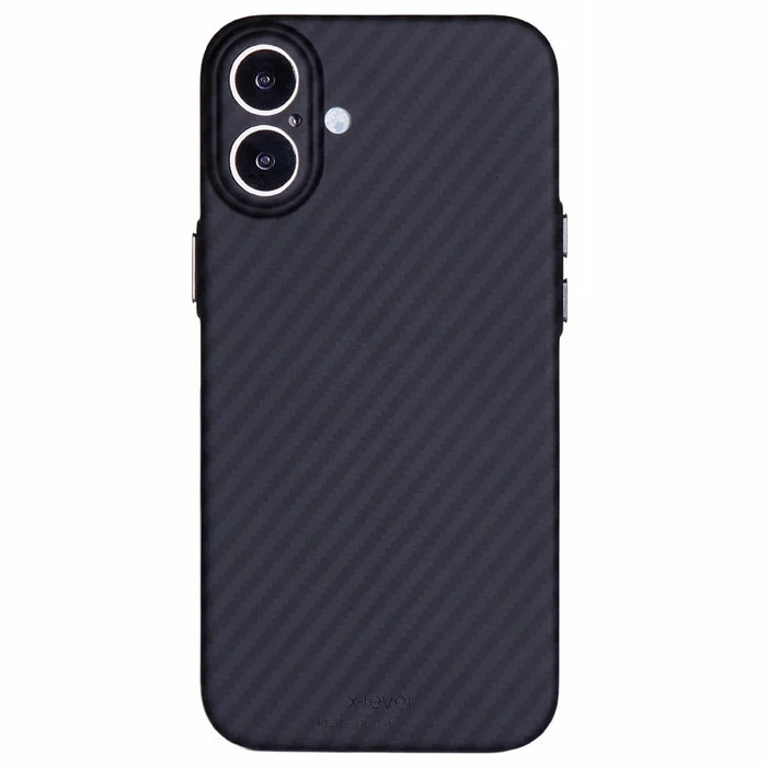 X-LEVEL For iPhone 16 Case Camera Protection Hard PC Phone Cover Carbon Fiber Texture - 1