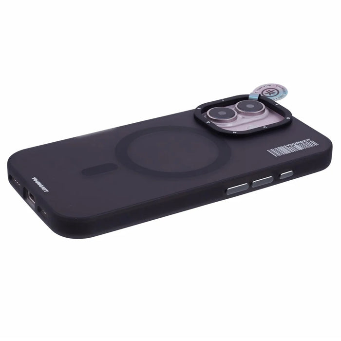 YOUNGKIT For iPhone 16 Plus Case Compatible with MagSafe Frosted PET+TPU Phone Cover Shockproof - Transparent Black - 6