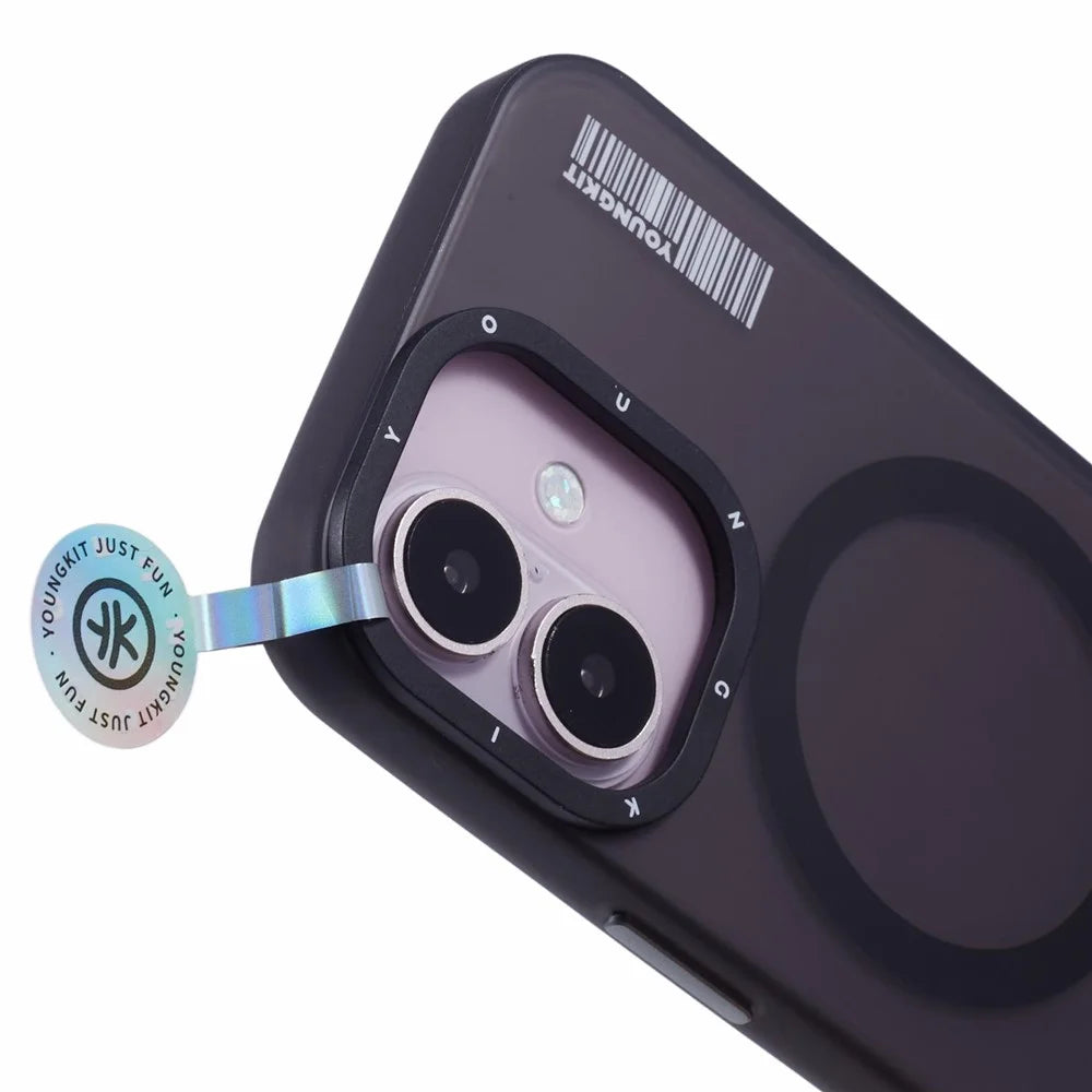 YOUNGKIT For iPhone 16 Plus Case Compatible with MagSafe Frosted PET+TPU Phone Cover Shockproof - Transparent Black - 7