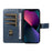 For iPhone 14 Case Wallet Geometric PU Leather Phone Cover Calf Texture - Blue - 2