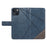 For iPhone 14 Case Wallet Geometric PU Leather Phone Cover Calf Texture - Blue - 6