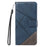 For iPhone 14 Case Wallet Geometric PU Leather Phone Cover Calf Texture - Blue - 7