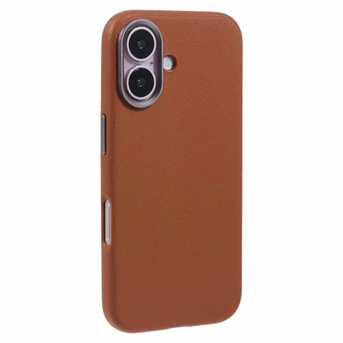 X-LEVEL For iPhone 16 Case PU Leather Hard PC Shockproof Protective Phone Cover - Brown - 1