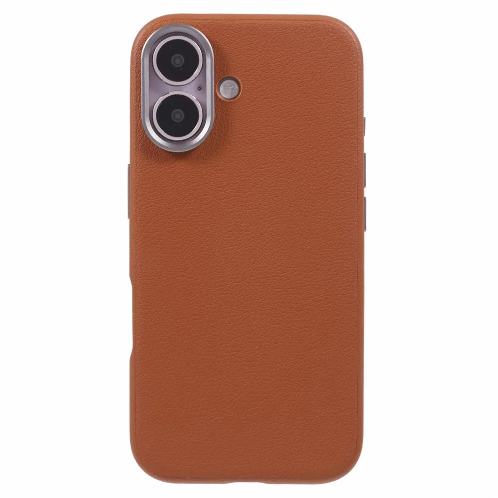 X-LEVEL For iPhone 16 Case PU Leather Hard PC Shockproof Protective Phone Cover - Brown - 3