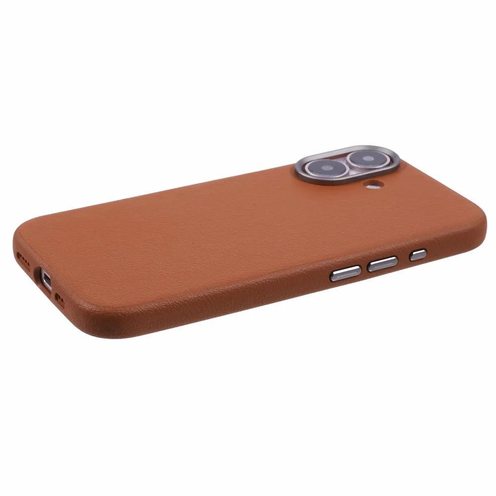 X-LEVEL For iPhone 16 Case PU Leather Hard PC Shockproof Protective Phone Cover - Brown - 5