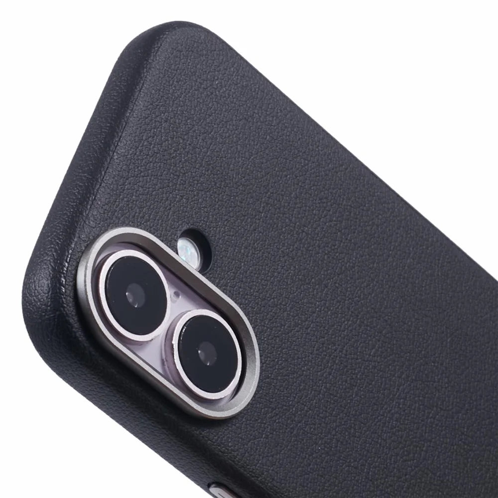 X-LEVEL For iPhone 16 Case Compatible with MagSafe PU Leather Hard PC Phone Cover - Black - 7