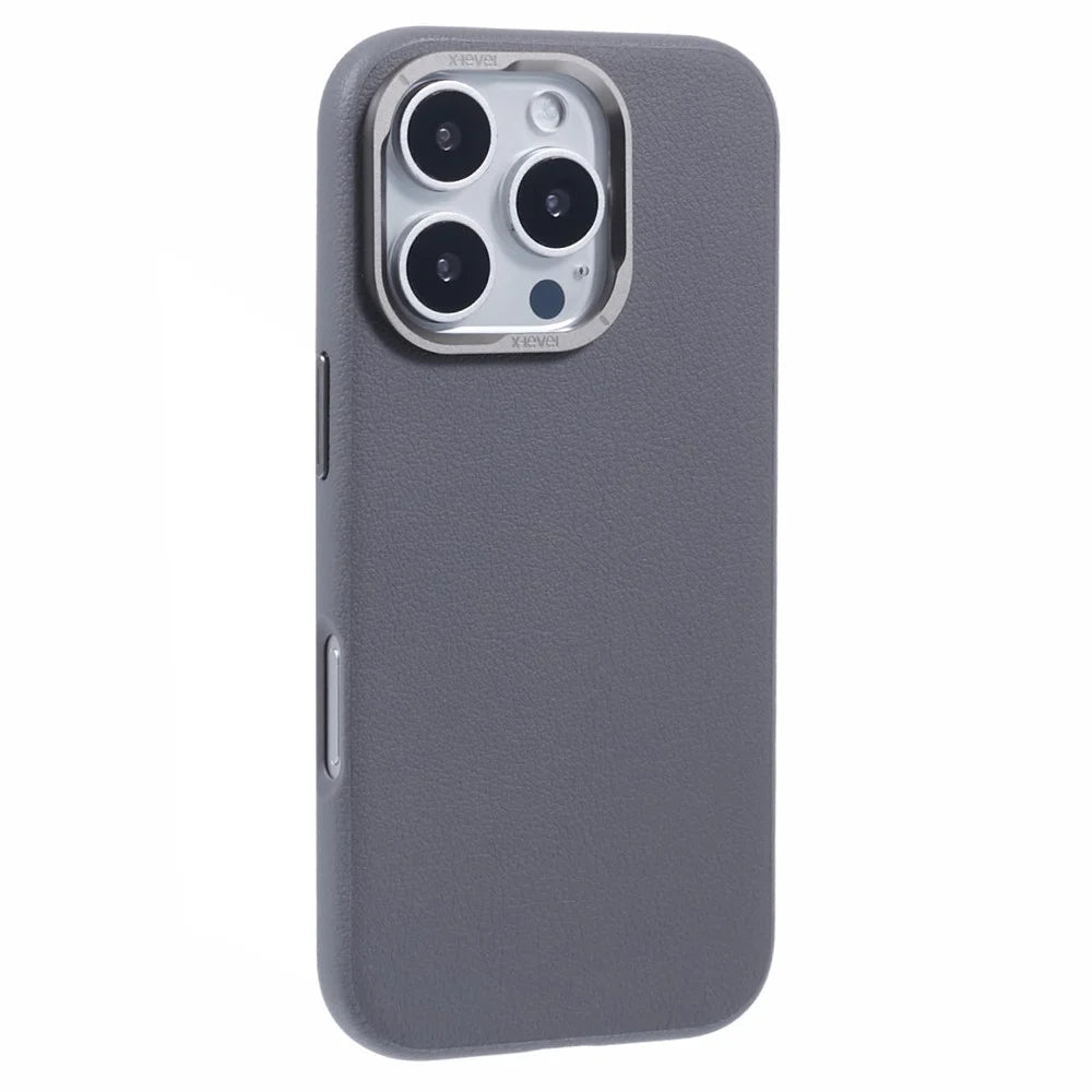 X-LEVEL For iPhone 16 Pro Magnetic Case PU Leather + PC Phone Cover Falling Shockproof - Grey - 1