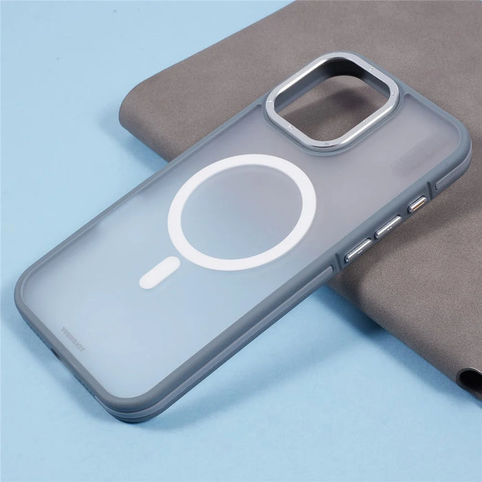 YOUNGKIT For iPhone 16 Pro Case Compatible with MagSafe Skin-Touch Matte PC + TPU Phone Cover - Grey - 6