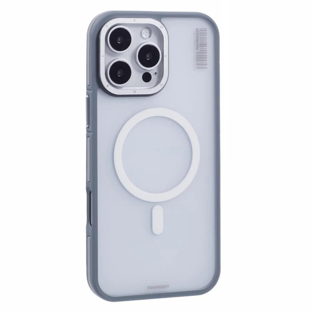 YOUNGKIT For iPhone 16 Pro Max Case Compatible with MagSafe PC + TPU Anti-Fingerprint Phone Cover - Grey - 1