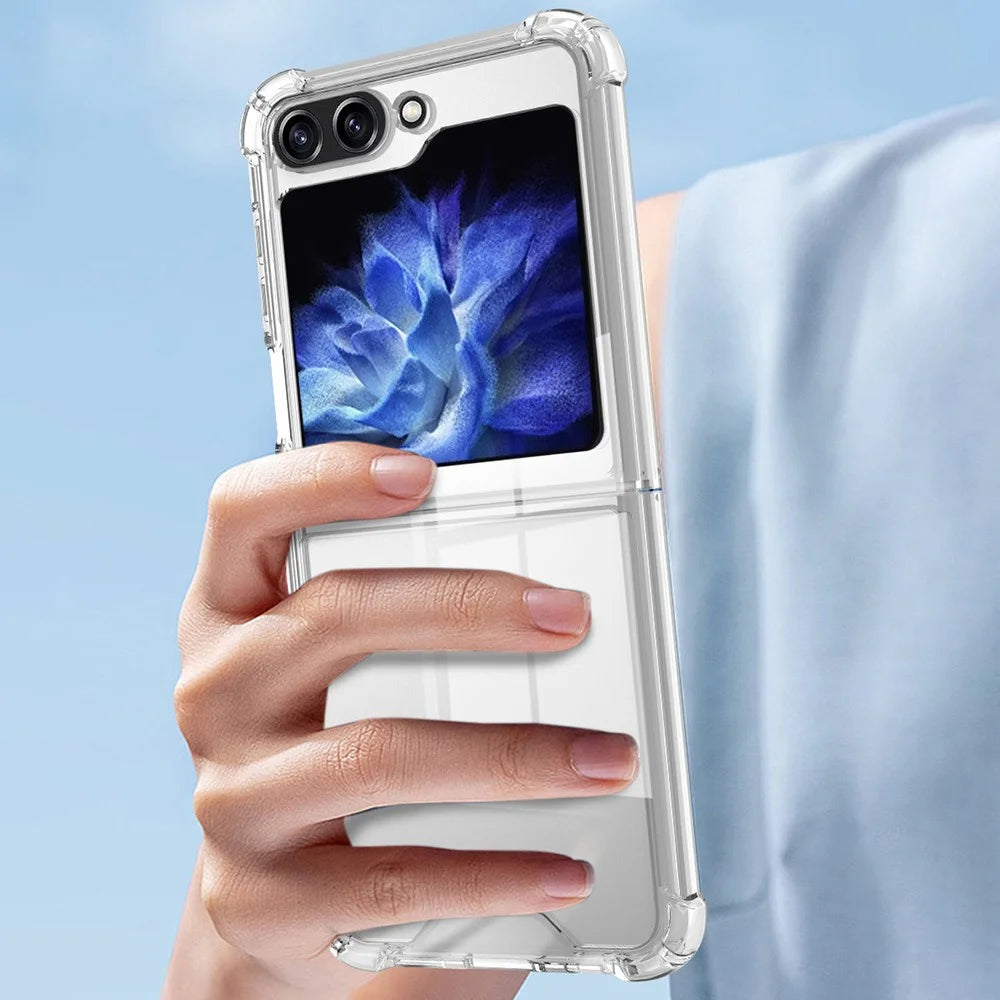For Samsung Galaxy Z Flip5 5G Case Clear Acrylic Phone Cover Reinforced Corners - 5