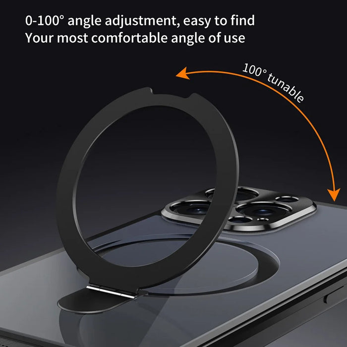 For iPhone 15 Pro Max Aromatherapy Case Acrylic+Aluminum Alloy Magnetic Kickstand Phone Cover - Black - 6