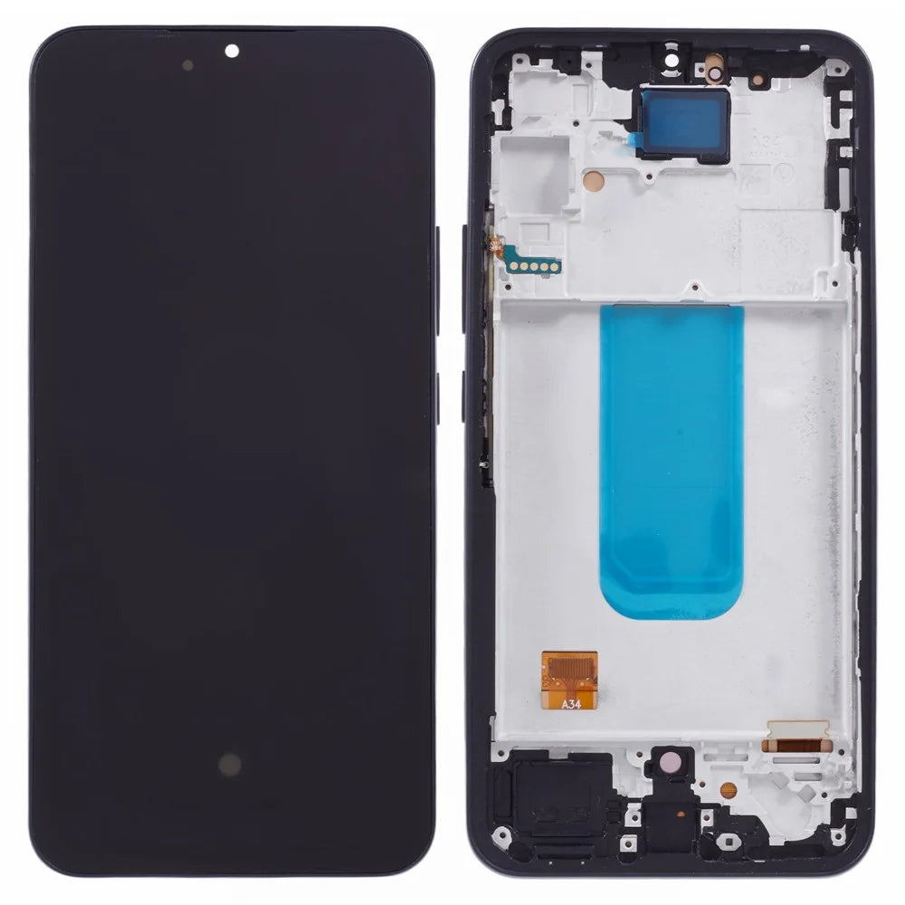 For Samsung Galaxy A34 5G A346 Grade C OLED Screen and Digitizer Assembly + Frame Replacement Part (Without Logo) - Black - 1