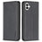 BINFEN COLOR BF18 For Samsung Galaxy A06 4G Leather Case Card Slots Phone Cover - Black - 1