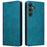 For Samsung Galaxy S24 FE Case RFID Blocking Shockproof Leather Phone Cover - Peacock Blue - 1