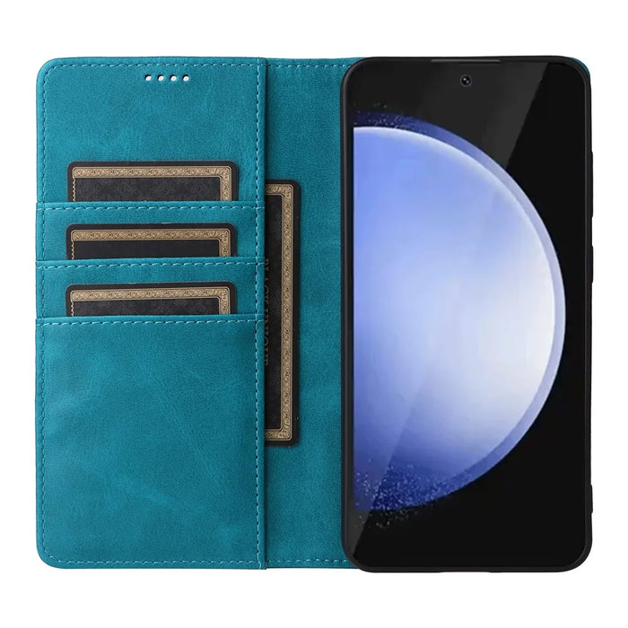 For Samsung Galaxy S24 FE Case RFID Blocking Shockproof Leather Phone Cover - Peacock Blue - 2