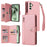 For Samsung Galaxy S24 FE Case Rivet Decor Zipper Pocket Leather Phone Cover - Rose Gold - 1