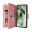For Samsung Galaxy S24 FE Case Rivet Decor Zipper Pocket Leather Phone Cover - Rose Gold - 3