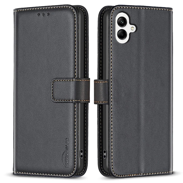 BINFEN COLOR BF17 For Samsung Galaxy A06 4G Leather Phone Case Wallet Cover - Black - 1