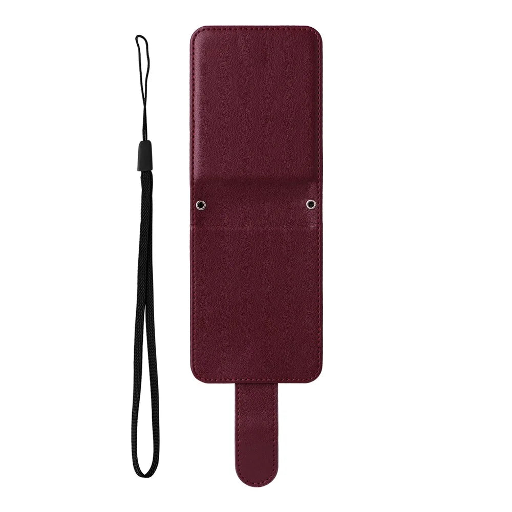For Samsung Galaxy Z Flip5 5G Case with Strap Card Holder Phone Leather Cover - Wine Red - 2