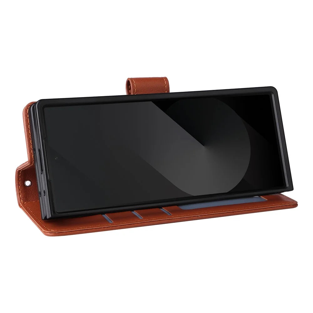 For Samsung Galaxy Z Fold6 5G Leather Case Wallet Card Slots Phone Cover - Brown - 4