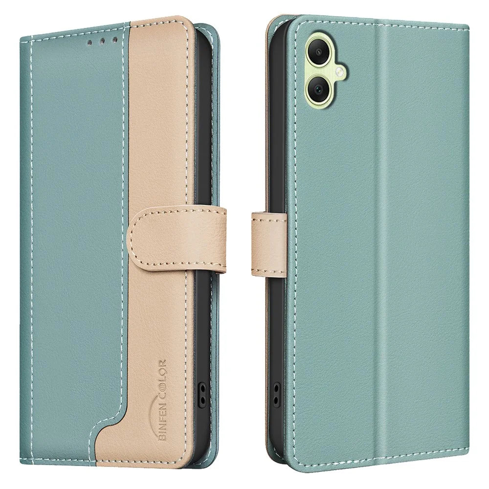 BINFEN COLOR BF33 for Samsung Galaxy A06 4G Case Phone Leather Cover RFID Blocking - Green - 1