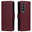 For Samsung Galaxy Z Fold4 5G Case PU Leather Phone Cover with 3 Card Slots - Wine Red - 1
