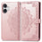 For iPhone 16 Case Embossed Mandala Pattern Leather Phone Cover Wallet Card Slot Holder - Rose Gold - 1