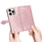 For iPhone 16 Pro Case Card Holder Cash Slots Leather Phone Cover Embossed Mandala Pattern - Rose Gold - 4