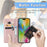 For iPhone 16 Pro Case Card Holder Cash Slots Leather Phone Cover Embossed Mandala Pattern - Rose Gold - 6