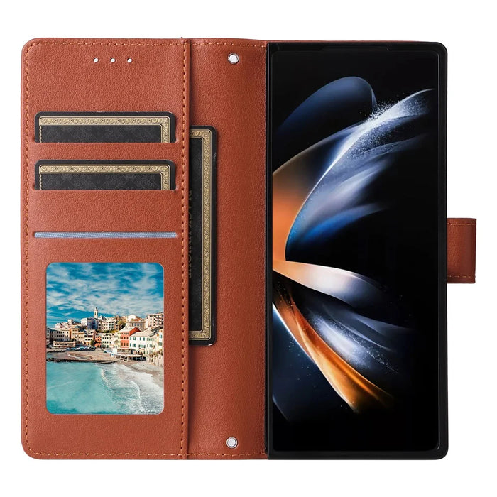 For Samsung Galaxy Z Fold5 5G Case Wallet PU Leather Stand Phone Cover - Brown - 2