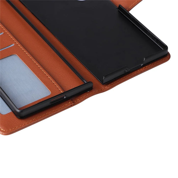 For Samsung Galaxy Z Fold5 5G Case Wallet PU Leather Stand Phone Cover - Brown - 6