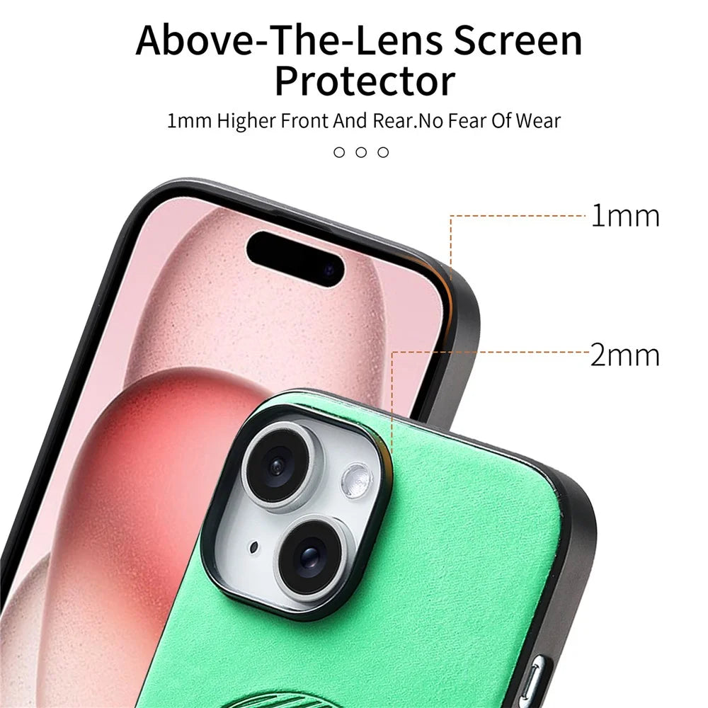 For iPhone 15 Leather Back Case Compatible with MagSafe Skin-touch Phone Cover - Blue - 4