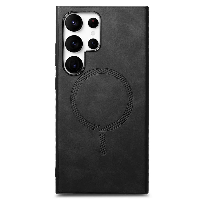 For Samsung Galaxy S24 Ultra Leather Back Magnetic Case Skin-touch Phone Cover - Black - 2