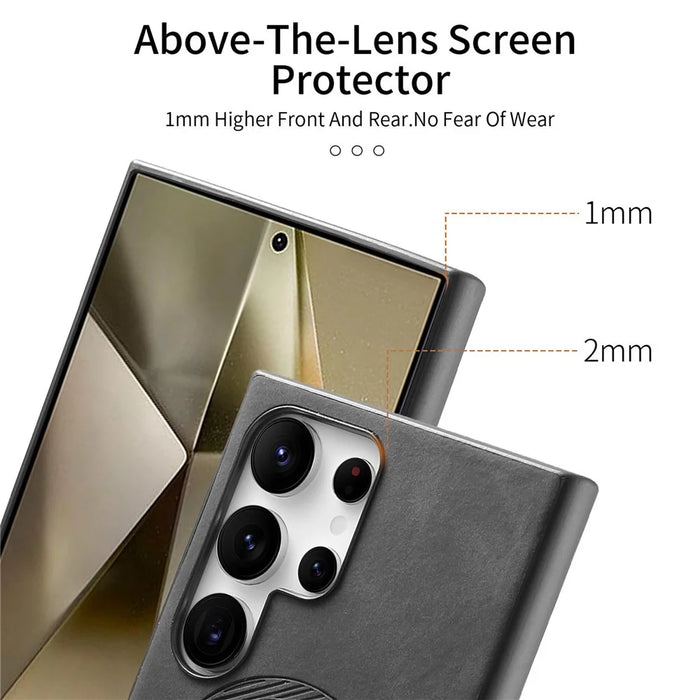 For Samsung Galaxy S24 Ultra Leather Back Magnetic Case Skin-touch Phone Cover - Black - 3