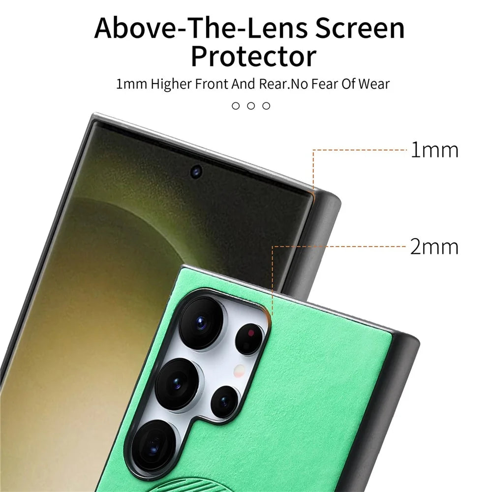 For Samsung Galaxy S23 Ultra Leather Back Magnetic Case Skin-Touch Phone Cover - Green - 3