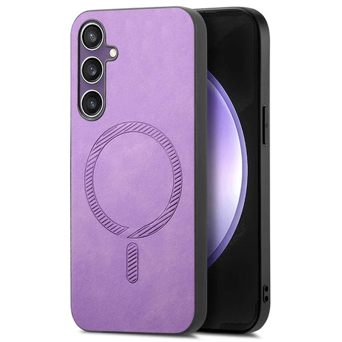 For Samsung Galaxy S23 FE Leather Back Case Magnetic Case Skin-touch Phone Cover - Purple - 1
