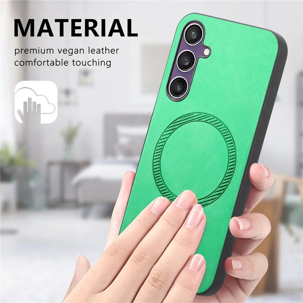 For Samsung Galaxy S23 FE Leather Back Case Magnetic Case Skin-touch Phone Cover - Purple - 5