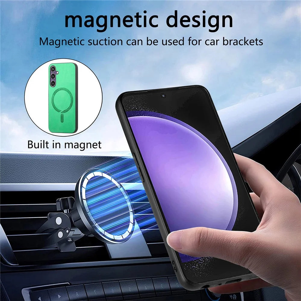 For Samsung Galaxy S23 FE Leather Back Case Magnetic Case Skin-touch Phone Cover - Purple - 6