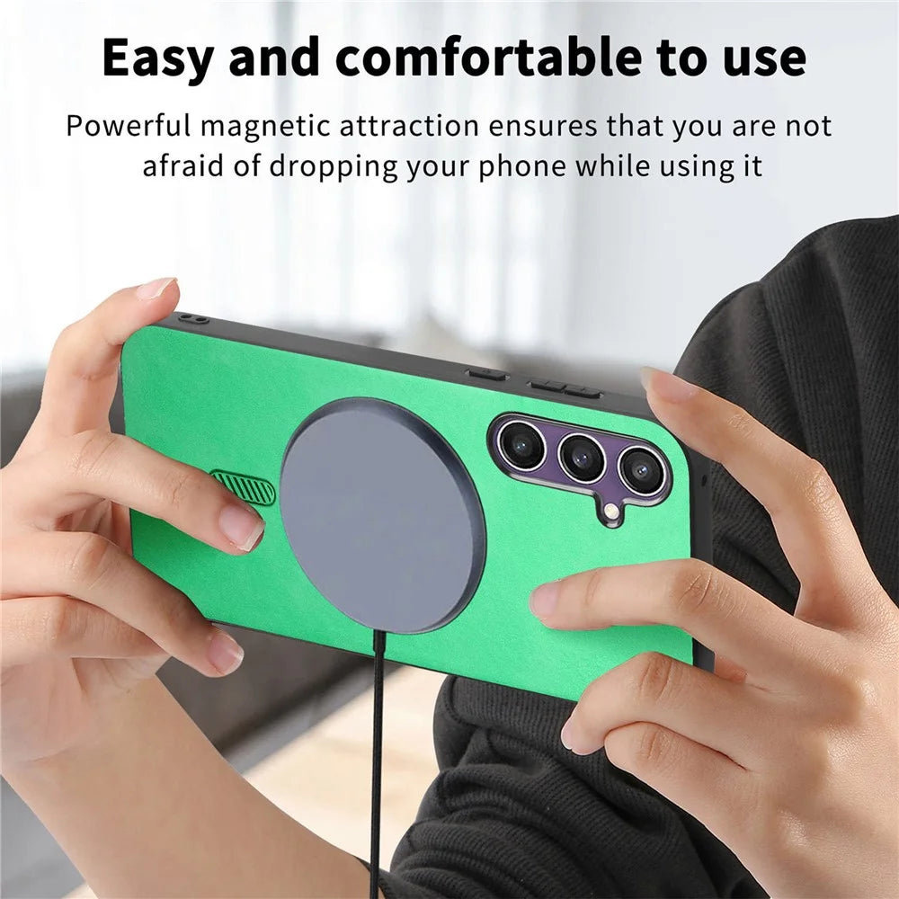 For Samsung Galaxy S23 FE Leather Back Case Magnetic Case Skin-touch Phone Cover - Purple - 7