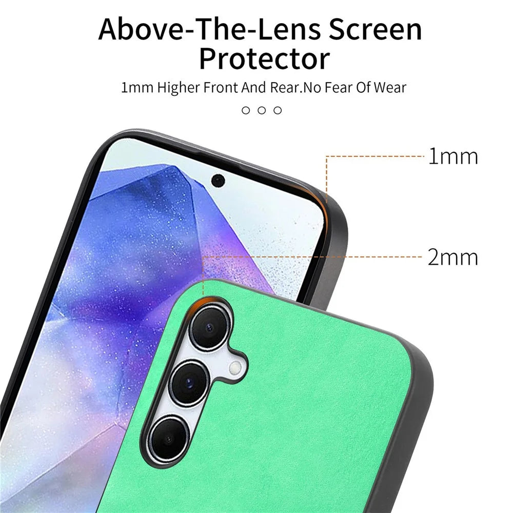 For Samsung Galaxy A55 5G Leather Back Case Magnetic Case Skin-touch Phone Cover - Blue - 5