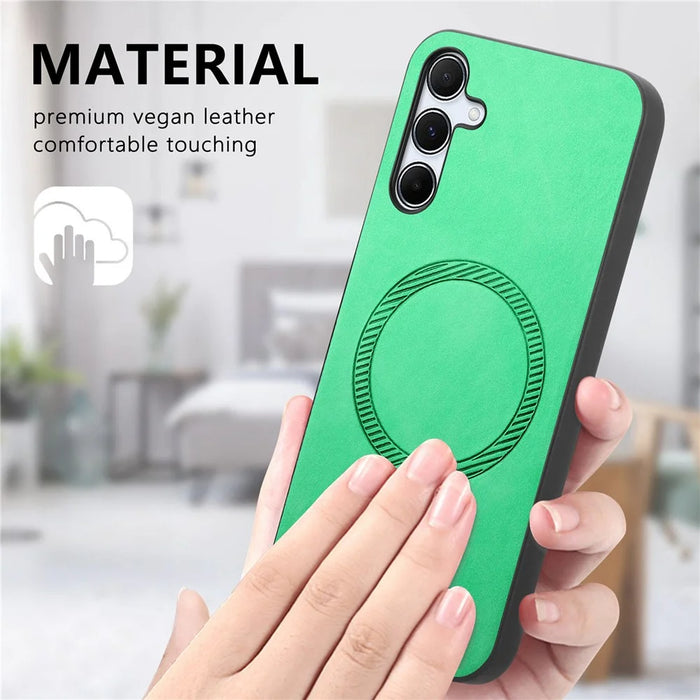 For Samsung Galaxy A55 5G Leather Back Case Magnetic Case Skin-touch Phone Cover - Blue - 6