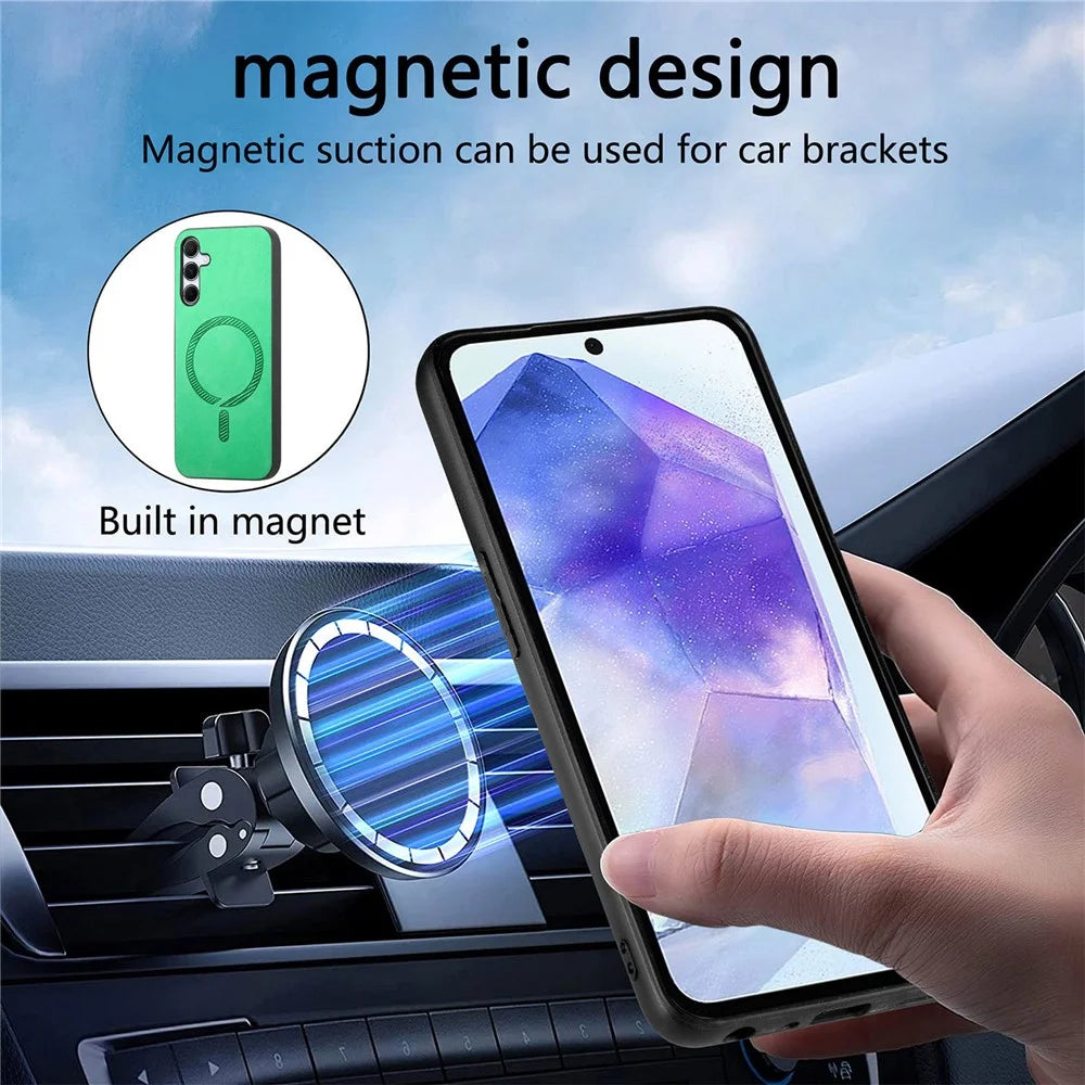 For Samsung Galaxy A55 5G Leather Back Case Magnetic Case Skin-touch Phone Cover - Blue - 7