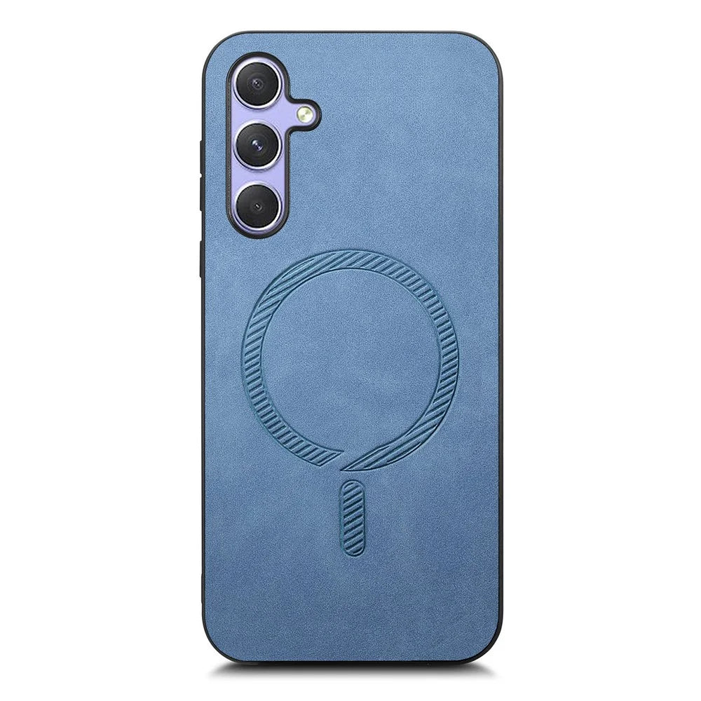 For Samsung Galaxy A54 5G Leather Back Case Magnetic Case Skin-touch Phone Cover - Blue - 2