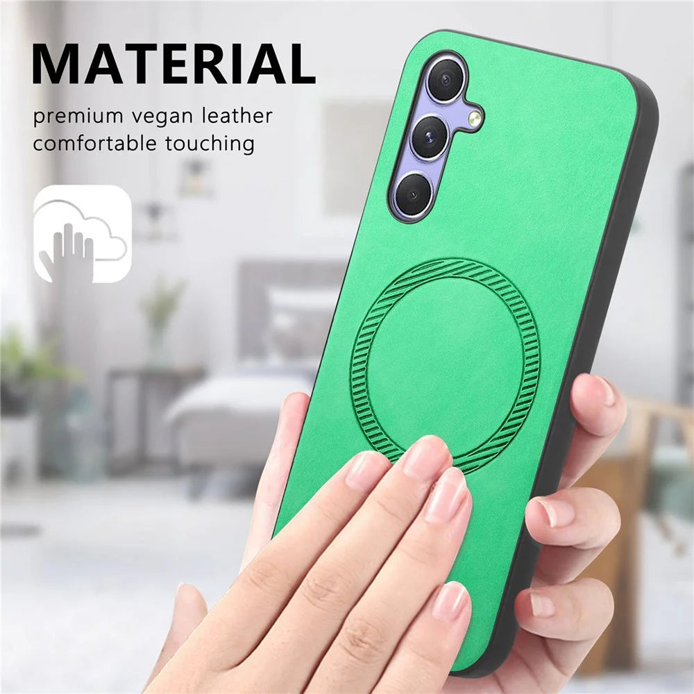 For Samsung Galaxy A54 5G Leather Back Case Magnetic Case Skin-touch Phone Cover - Blue - 6