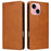 For iPhone 15 Wallet Case RFID Blocking Leather Phone Cover Stand View - Brown - 1