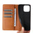 For iPhone 15 Wallet Case RFID Blocking Leather Phone Cover Stand View - Brown - 5