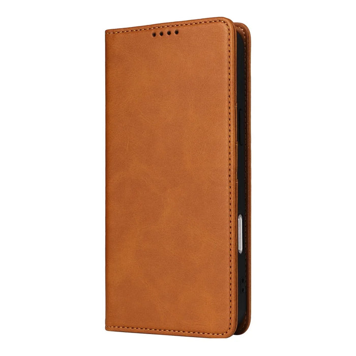 For iPhone 15 Wallet Case RFID Blocking Leather Phone Cover Stand View - Brown - 6