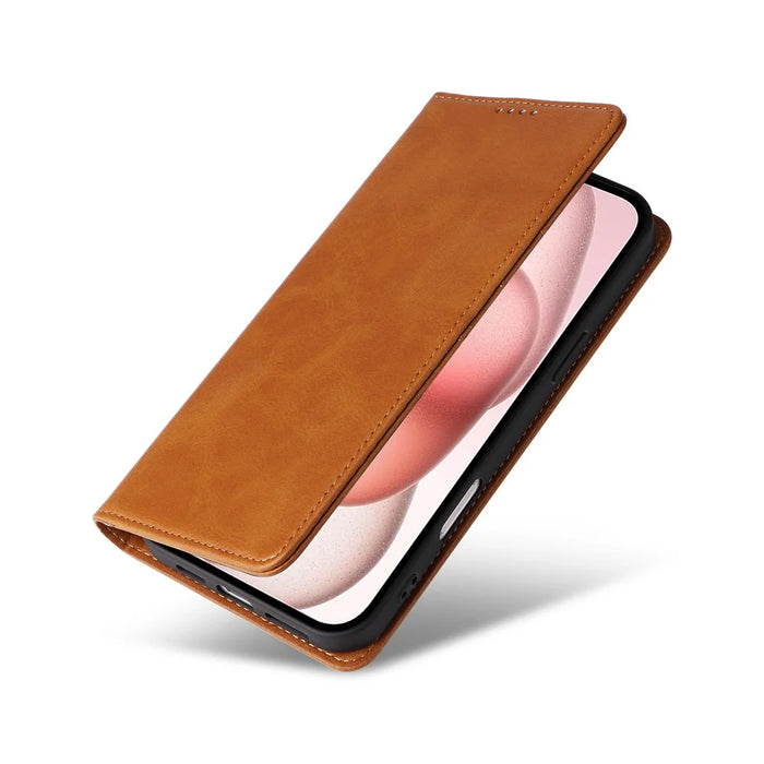 For iPhone 15 Plus / 14 Plus Case RFID Blocking PU Leather Wallet Stand Cover - Brown - 4