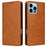For iPhone 13 Pro Leather Case RFID Blocking Card Slots Wallet Phone Cover - Brown - 1