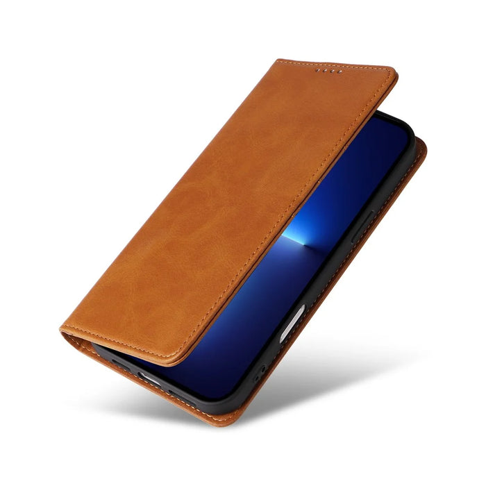 For iPhone 13 Pro Leather Case RFID Blocking Card Slots Wallet Phone Cover - Brown - 4